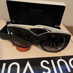 Alice + Olivia Madison Cat Eye Sunglasses | Black + White